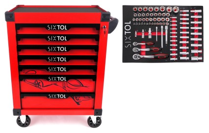 Werkstattwagen MECHANIC TROLLEY KEVIN RED 80, 7 Schubladen, 80-tlg. Werkzeug