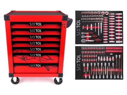 Werkstattwagen MECHANIC TROLLEY KEVIN RED 182, 7 Schubladen, 182-tlg. Werkzeug