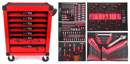 Werkstattwagen MECHANIC TROLLEY KEVIN RED 253, 7 Schubladen, 253-tlg. Werkzeug