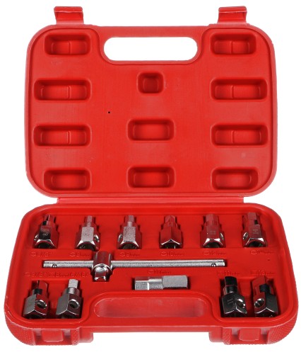 Satz zum Ölablassen MECHANIC OIL DRAIN SET 12, Sechskant + Vierkant, 12-teilig