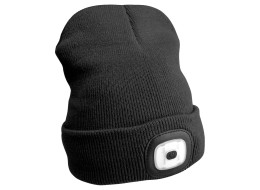 Mütze mit Stirnlampe 180 lm, wiederaufladbar, USB, Einheitsgröße, Baumwolle/PE, schwarz