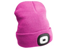 Mütze mit Stirnlampe 180 lm, wiederaufladbar, USB, Einheitsgröße, Baumwolle/PE, rosa
