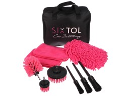 Multifunktionales Werkzeugset zum Reinigen und Waschen des Autos CAR DETAILING PINK 9, 9 Stück