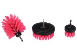 Bürstenset für Bohrmaschine zur Autoreinigung CAR DETAILING DRILL BRUSH PINK 3, 3 Stück