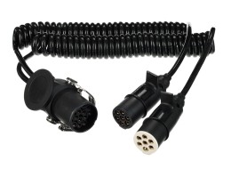 Spiraladapter 15-polig auf 2×7-polige Stecker (S+N) TRAILER CABLE 9, 24V, 3,5m
