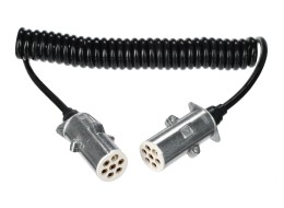 Spiralkabel 7-polig Typ S TRAILER CABLE 12, Metallstecker, 24V, 3,5 m