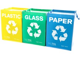 Taschen für die Mülltrennung SORT EASY 3 BASIC EN, 30 x 30 x 40 cm, 3 x 36 l, 3 Stück