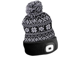Mütze mit Stirnlampe 180 lm, wiederaufladbar, USB, Einheitsgröße, Baumwolle/PE, Winter-Schwarz