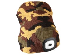 Mütze mit Stirnlampe 180lm, wiederaufladbar, USB, Universalgröße, Baumwolle/PE, Camouflage