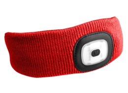 Stirnband mit Stirnlampe 180 lm, wiederaufladbar, USB, Einheitsgröße, Baumwolle/PE, rot