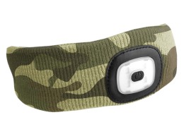 Stirnband mit Stirnlampe 180 lm, wiederaufladbar, USB, Einheitsgröße, Baumwolle/PE, Tarnmuster