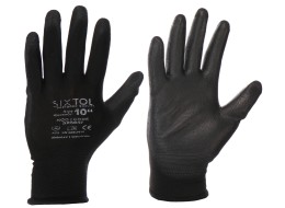 Arbeitshandschuhe aus Polyester, halbgetaucht in Polyurethan GLOVE PE-PU 10, schwarz, Größe 10