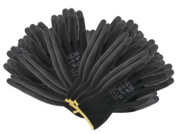Arbeitshandschuhe aus Polyester, halbgetaucht in PU GLOVE PE-PU 11, schwarz, Gr. 11\