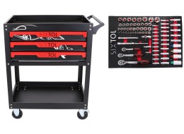 Werkstattwagen mit Werkzeug MECHANIC TROLLEY JASON 80, 3 Schubladen, 1 Ablage, 80 Teile Werkzeug
