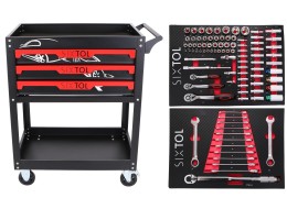 Werkstattwagen mit Werkzeug MECHANIC TROLLEY JASON 94, 3 Schubladen, 1 Ablage, 94 Teile Werkzeug