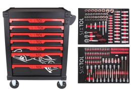 Werkzeugwagen MECHANIC TROLLEY KEVIN 182, 7 Schubladen, 182-teiliges Werkzeug